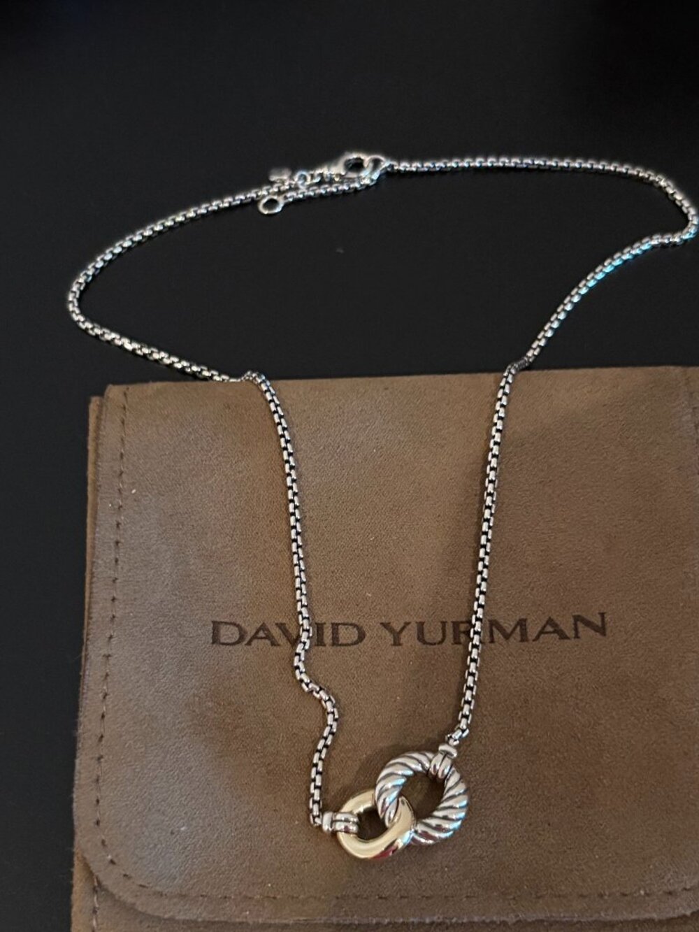 David Yurman Necklace Sterling Silver & 18K Yellow Gold Interlocking Circles